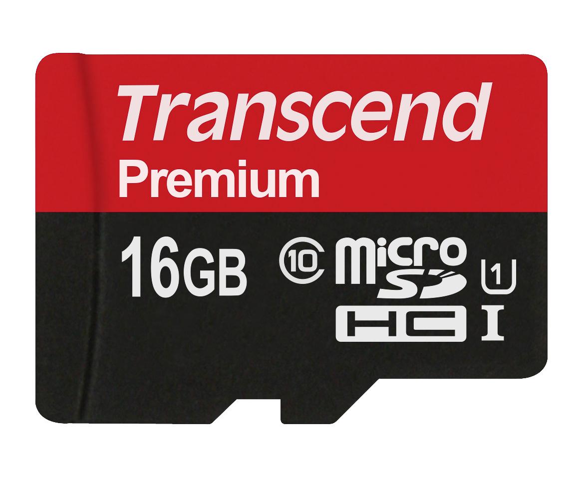 Produktfoto 1 von Transcend Premium Micro SDHC Micro SD Karte 16 GB Class 10, UHS-1 U1