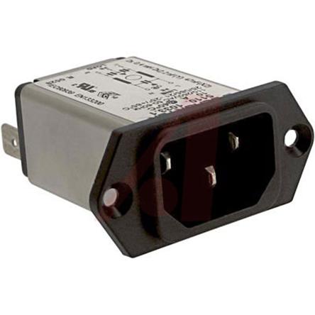 Produktfoto 1 von Schurter C14 IEC-Steckerfilter Stecker , 250 V ac / 10A, Tafelmontage / Flachsteck-Anschluss