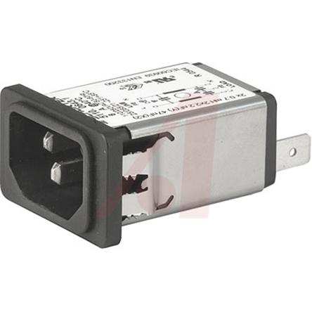 Produktfoto 1 von Schurter C14 IEC-Steckerfilter Stecker, 125 V ac / 15A, Snap-In / Flachsteck-Anschluss