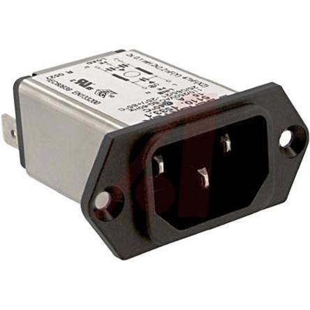 Produktfoto 1 von Schurter C14 IEC-Steckerfilter Stecker, 125 V ac / 15A, Tafelmontage / Flachsteck-Anschluss