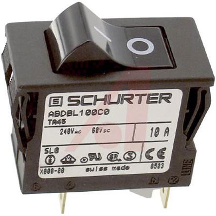 Produktfoto 1 von Schurter TA45 Thermischer Überlastschalter / Thermischer Geräteschutzschalter, 2-polig, 10A, 60 V dc, 240V ac, Thermisch