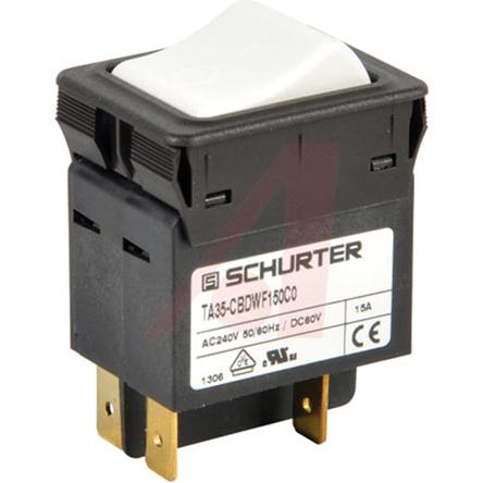 Produktfoto 1 von Schurter TA35 Thermischer Überlastschalter / Thermischer Geräteschutzschalter, 2-polig, 15A, 60 V dc, 240V ac 29 x 51.3