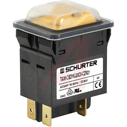 Produktfoto 1 von Schurter TA35 Thermischer Überlastschalter / Thermischer Geräteschutzschalter, 2-polig, 6A, 60 V dc, 240V ac, Thermisch