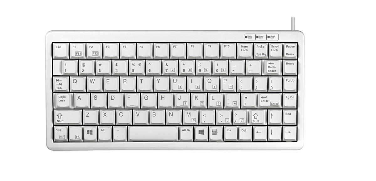 Produktfoto 1 von CHERRY G84-4100 Tastatur QWERTY (UNS) Kabelgebunden Hellgrau PS/2, USB Kompakt, 282 x 132 x 26mm