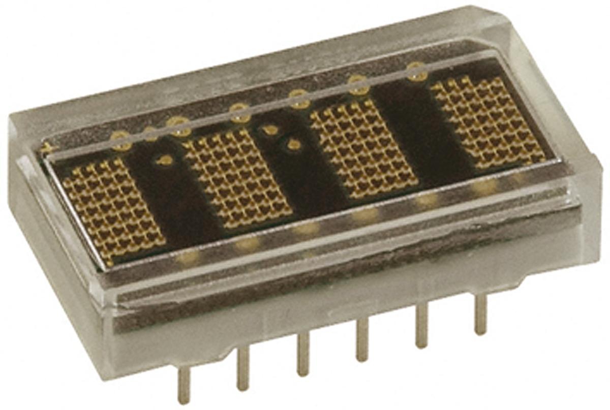 Produktfoto 1 von Broadcom LED-Anzeige Punktmatrix 4-Digit, Rot 628 nm Zeichenbreite 2.1mm Zeichenhöhe 3.7mm THT