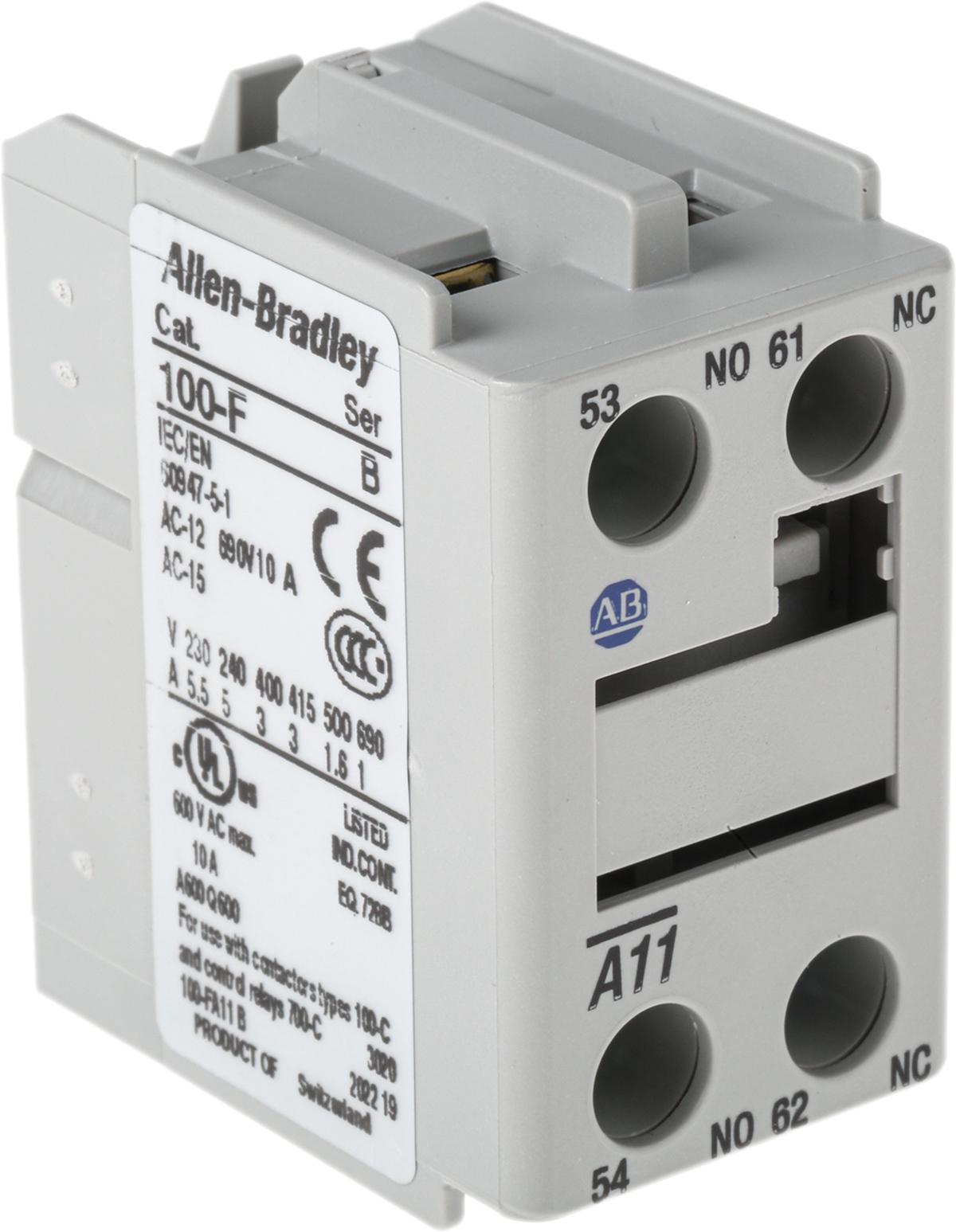 Allen Bradley 100F Hilfskontakt 2-polig, 1 Öffner + 1 Schließer Frontmontage mit Schraubanschluss Anschluss 10 A