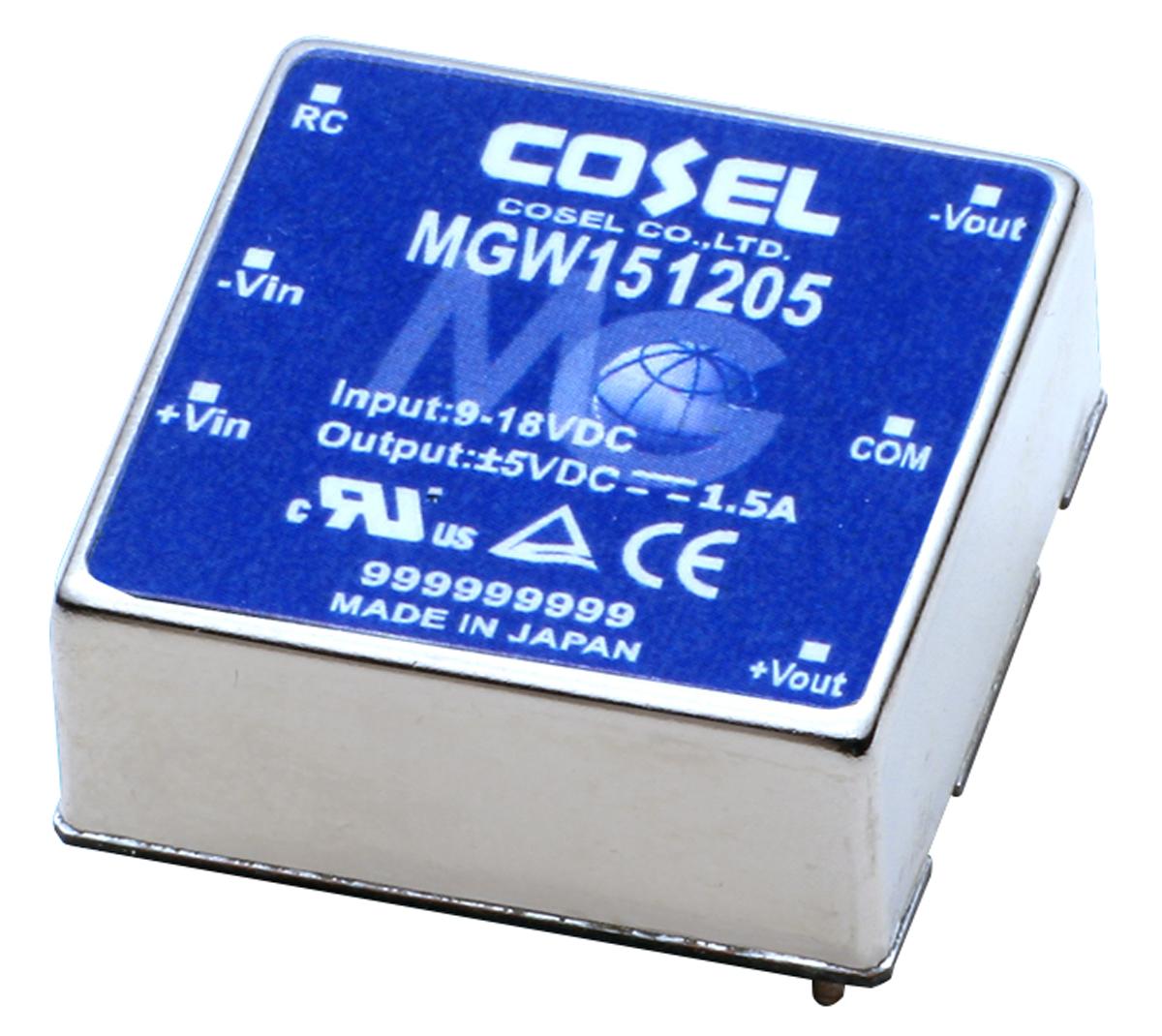 Produktfoto 1 von Cosel MGW DC/DC-Wandler 15W 12 V dc IN, ±5V dc OUT / 1.5A 500V dc isoliert