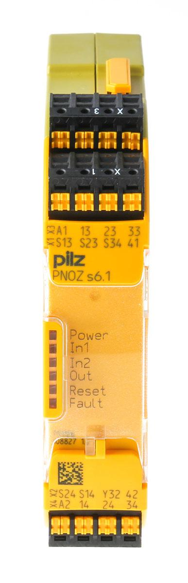 Pilz Sicherheitsrelais, 24V dc, 2-Kanal, 3 Sicherheitskontakte Sicherheitsschalter, 1 Hilfsschalter, Automatisch