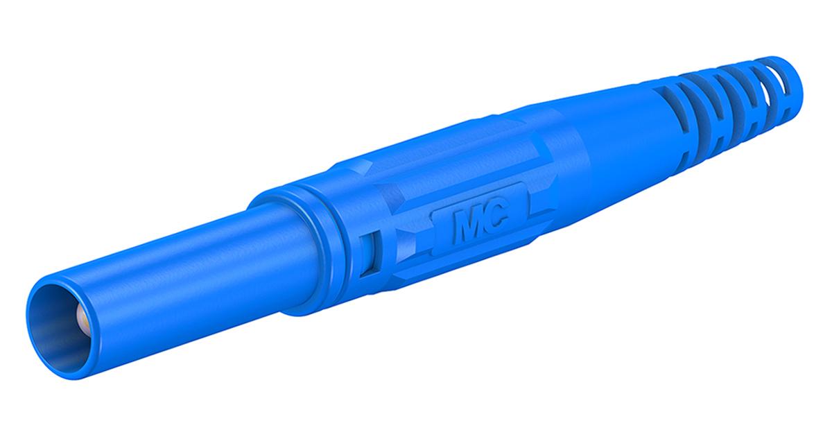 Produktfoto 1 von Stäubli 4 mm Bananenstecker Blau, Kontakt vernickelt, 1000V / 32A, Schraubanschluss