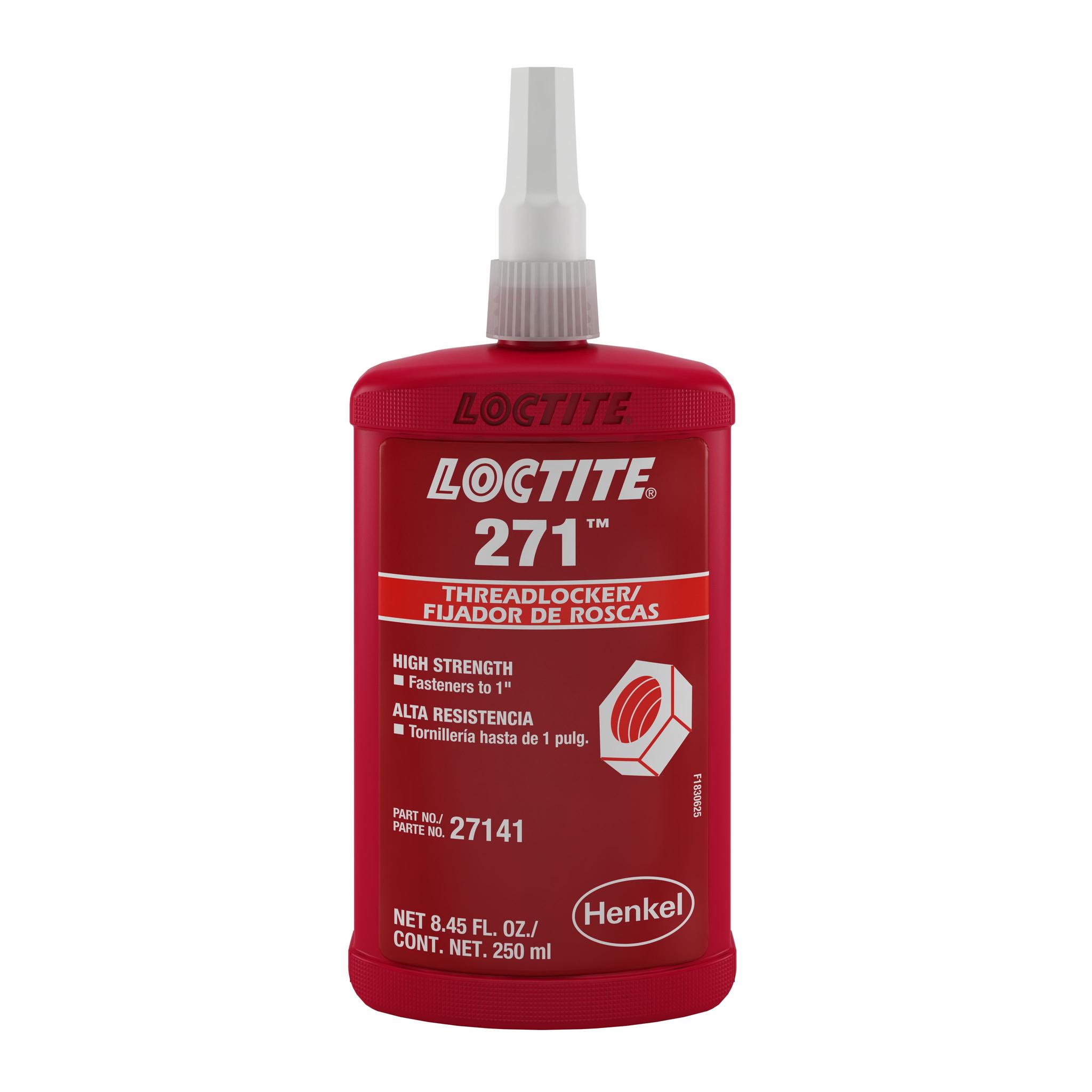 Produktfoto 1 von Loctite 271 Schraubensicherungsklebstoff anaerob Flüssig Rot , Flasche 250 ml, Hochfest aushärtend in 24 h