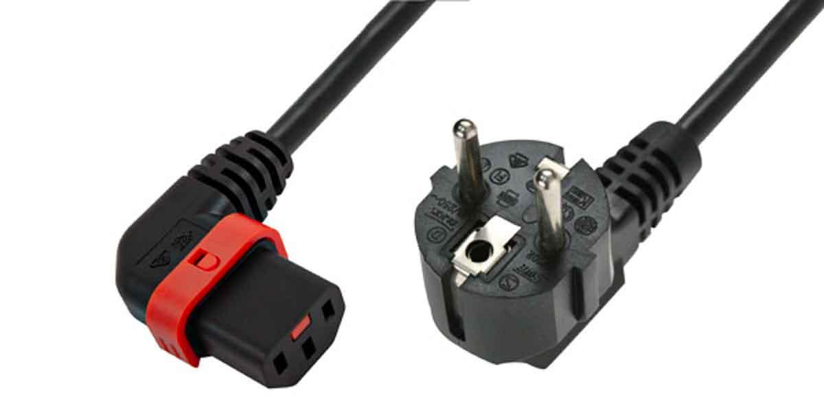 Produktfoto 1 von Schaffner Netzkabel, A IEC C13 / Buchse, B CEE 7/7 / Stecker, 10 A, 2m Schwarz 250 V