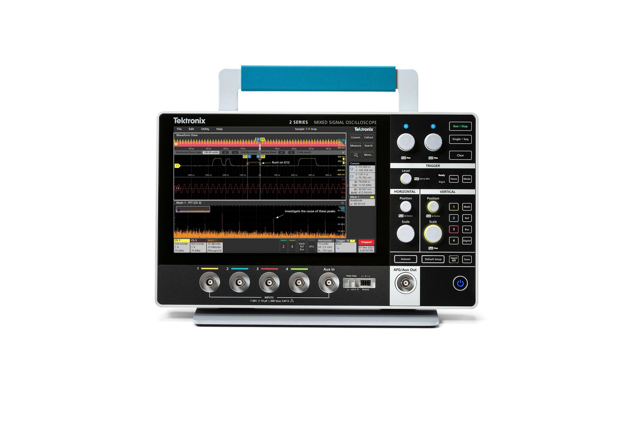 Produktfoto 1 von Tektronix MSO24 Mixed-Signal Handheld Oszilloskop 4-Kanal Analog / 16 Digital Analog, Digital 500MHz