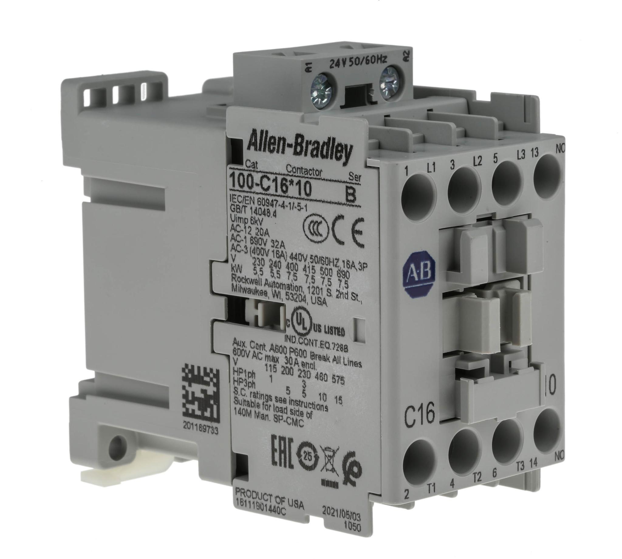 Allen Bradley Serie 100 100C Leistungsschütz / 24 V ac Spule, 3 -polig 3 Schließer, 690 V ac / 16 A, Motorsteuerung