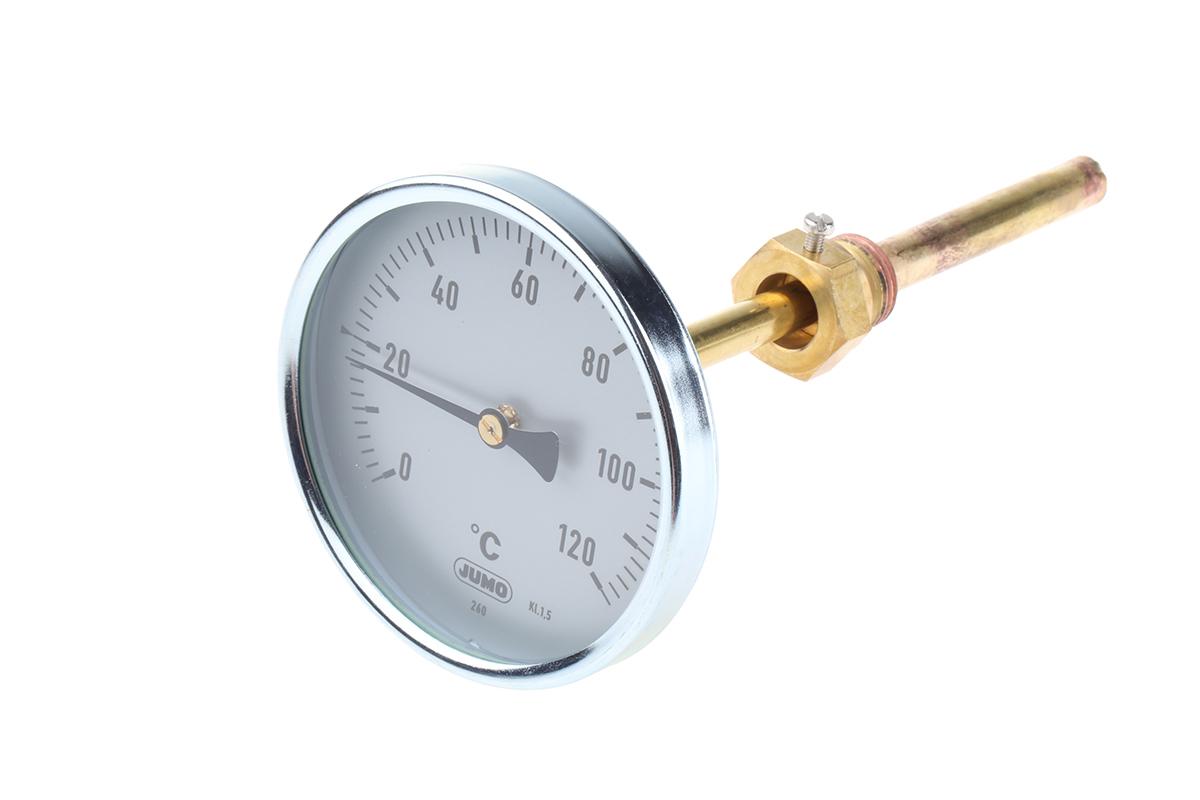 Produktfoto 1 von Jumo Zeigerthermometer Rundes Ziffernblatt, 0 °C bis +120 °C.