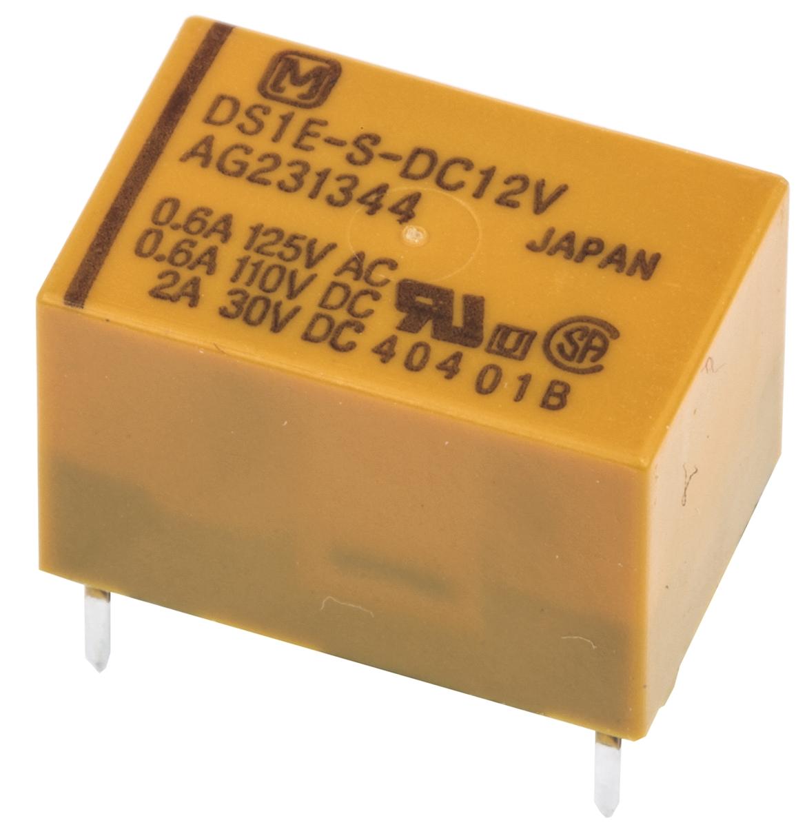 Produktfoto 1 von Panasonic DS Signalrelais Printrelais, 12V dc Spule, 1-poliger Schließer, 3A, 250V ac / 220V dc, Leiterplattenstift