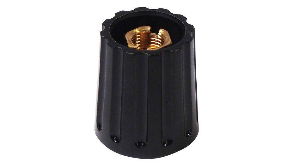 Produktfoto 1 von Elma Potentiometer Drehknopf Schwarz, Zeiger Schwarz Ø 21mm x 18.5mm, Rund Schaft 6.35mm