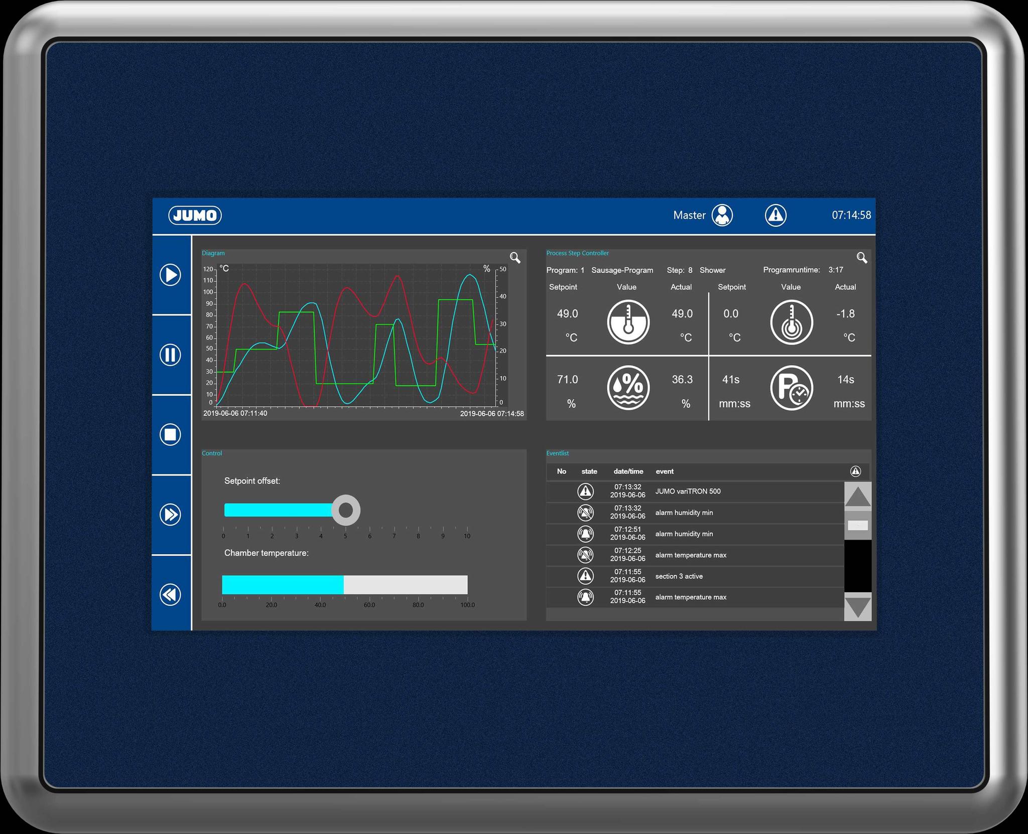 Produktfoto 1 von Jumo variTRON eX710 Anzeige, 10,1 Zoll Ethernet, USB Farb TFT 1280 x 800pixels 10 → 32 V dc 271 x 186 x 56 mm