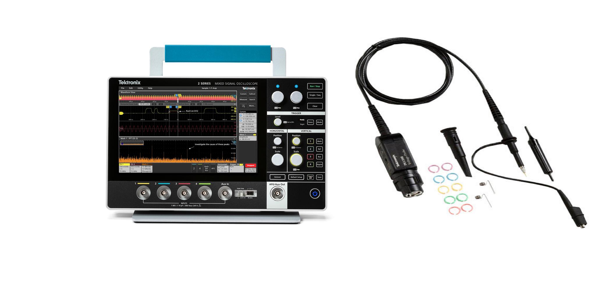 Produktfoto 1 von Tektronix MSO24 Mixed-Signal Handheld Oszilloskop 4-Kanal Analog / 16 Digital Analog, Digital 350MHz