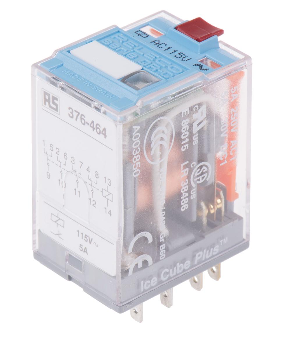 Releco C9  Monostabiles Relais, Steckrelais 4-poliger Wechsler 5A 115V ac Spule