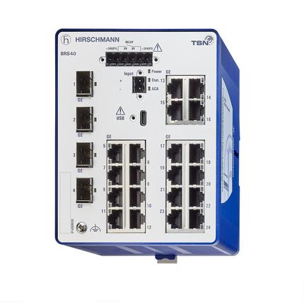 Produktfoto 1 von Hirschmann BOBCAT Ethernet-Switch, 24 x RJ45 / 1000 → 2500Mbit/s für DIN-Schienen, 12 → 24V dc