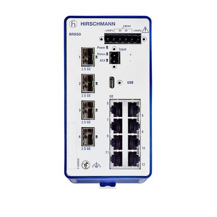 Produktfoto 1 von Hirschmann BOBCAT Ethernet-Switch, 12 x RJ45 / 1000 → 2500Mbit/s für DIN-Schienen, 12 → 24V dc