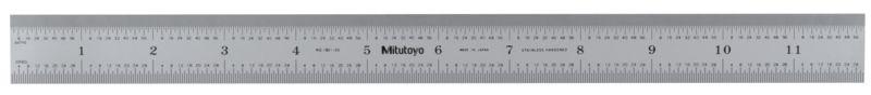 Produktfoto 1 von Mitutoyo Stahl Maßstab, metrisch/zöllig 300mm x 19mm, DKD/DAkkS-kalibriert