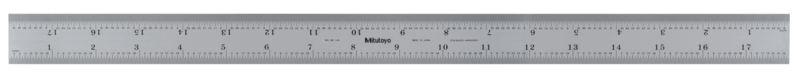 Mitutoyo Stahl Maßstab, metrisch/zöllig 450mm x 20.6mm, DKD/DAkkS-kalibriert