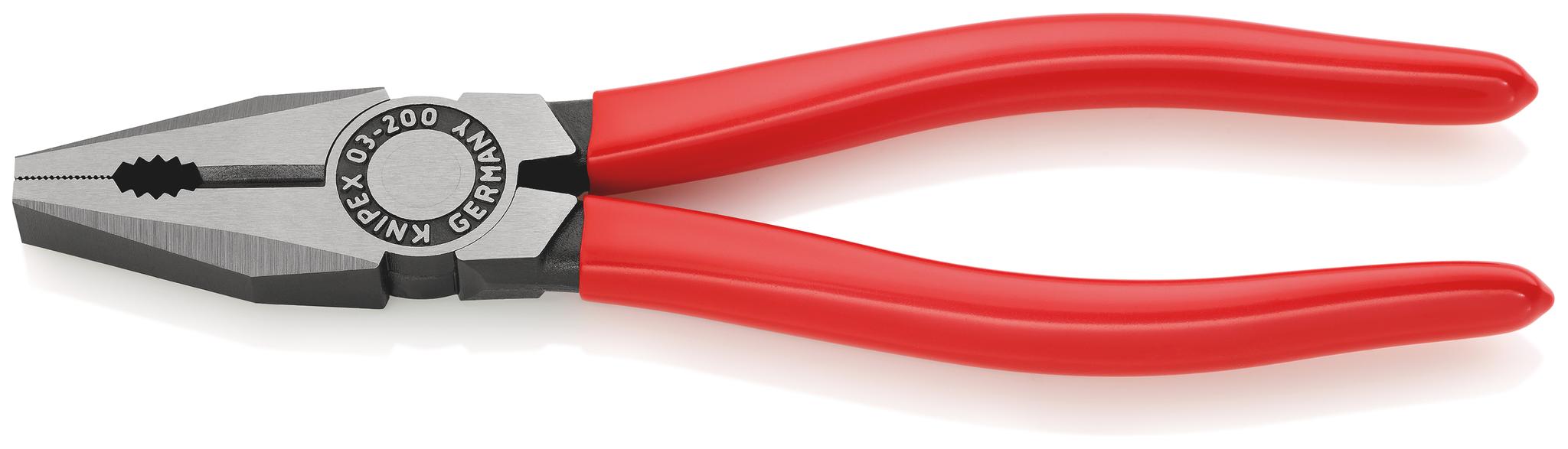 Produktfoto 1 von Knipex Kombizange, gebogen Schneidkraft → Kupferkabel: 13 mm harter Draht: 2,5 mm mittelharter Draht: 3,8 mm 200 mm