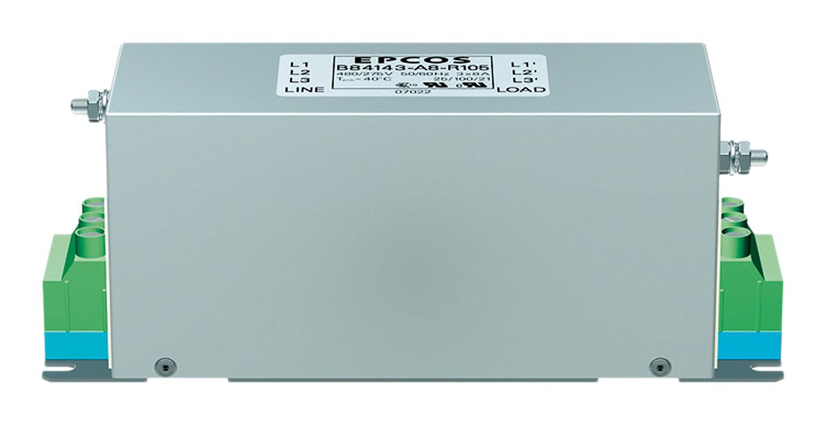 EPCOS B84143A*R105 Entstörfilter, 520 V ac, 8A, Flanschmontage, Schraub, 3-phasig 4,1 mA / 50 → 60Hz Single