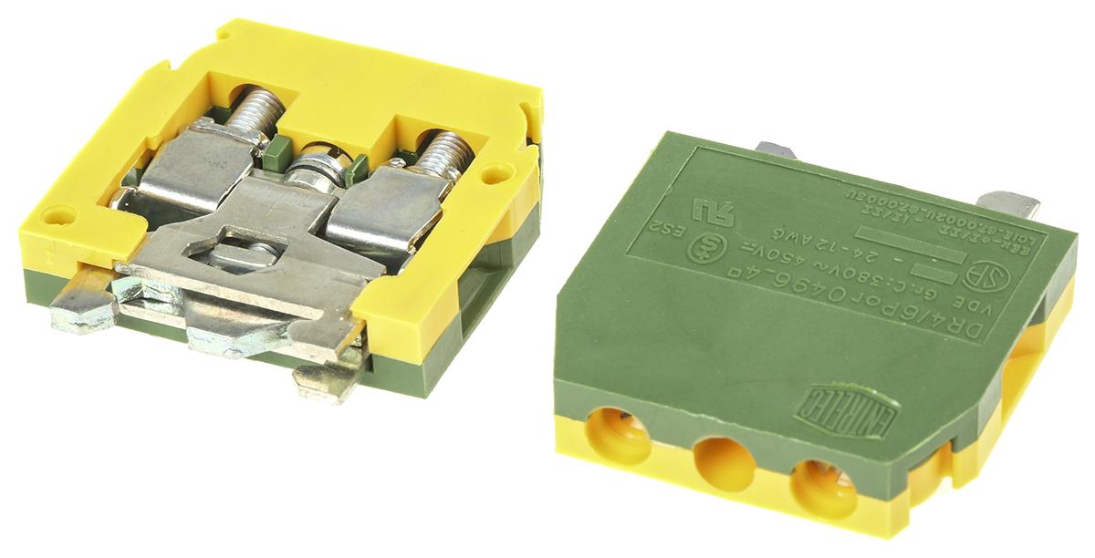 Entrelec SNA Reihenklemmenblock Einfach Grün/Gelb, 4mm² / 30A