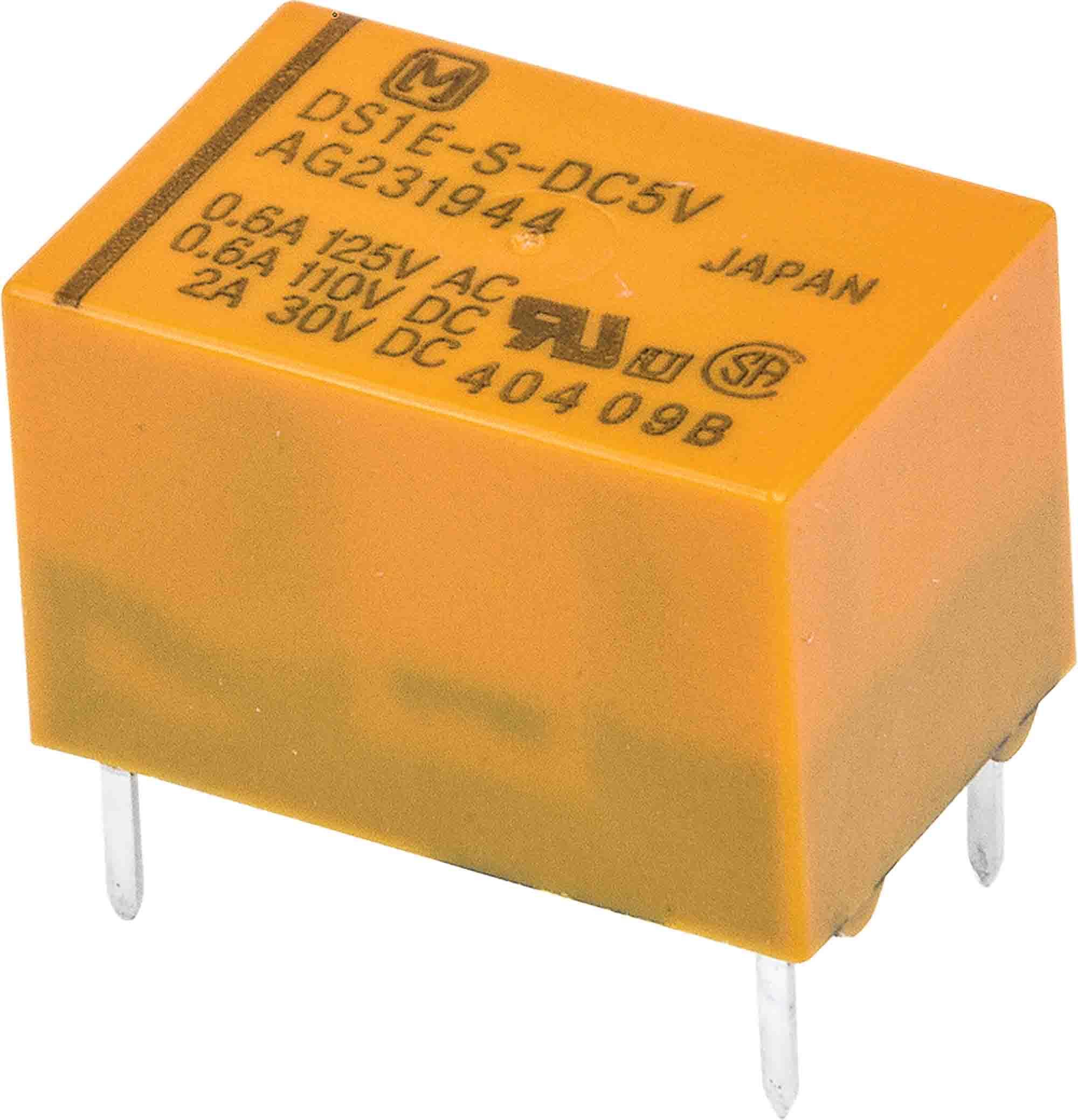 Produktfoto 1 von Panasonic DS Signalrelais Printrelais, 5V dc Spule, 1-poliger Schließer, 3A, 250V ac / 220V dc, Leiterplattenstift