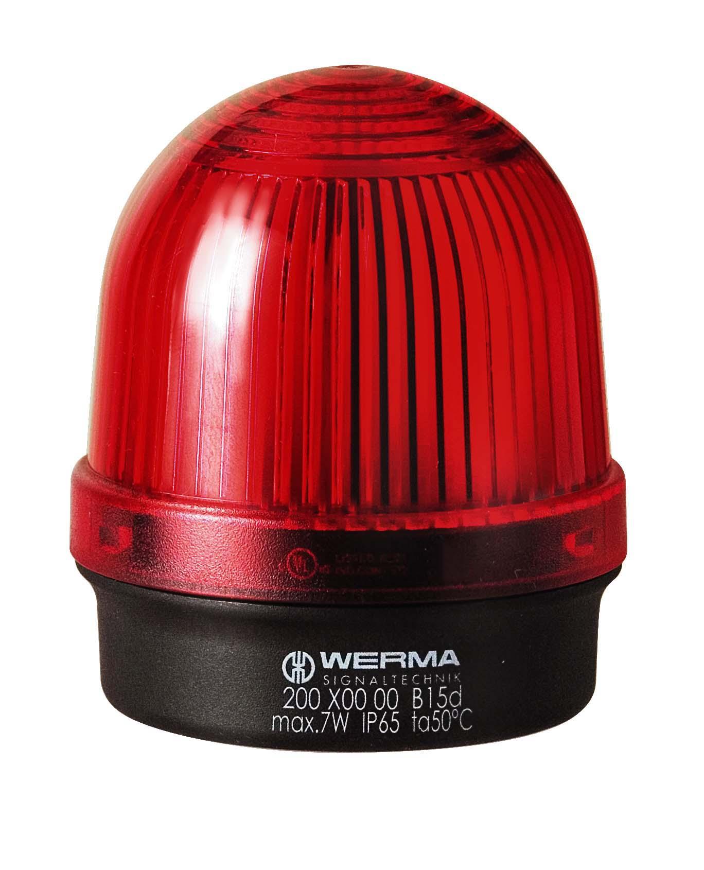 Produktfoto 1 von Werma 200, Blinken, Dauer Signalleuchte Rot, 12 → 230 V, Ø 46mm x 66mm