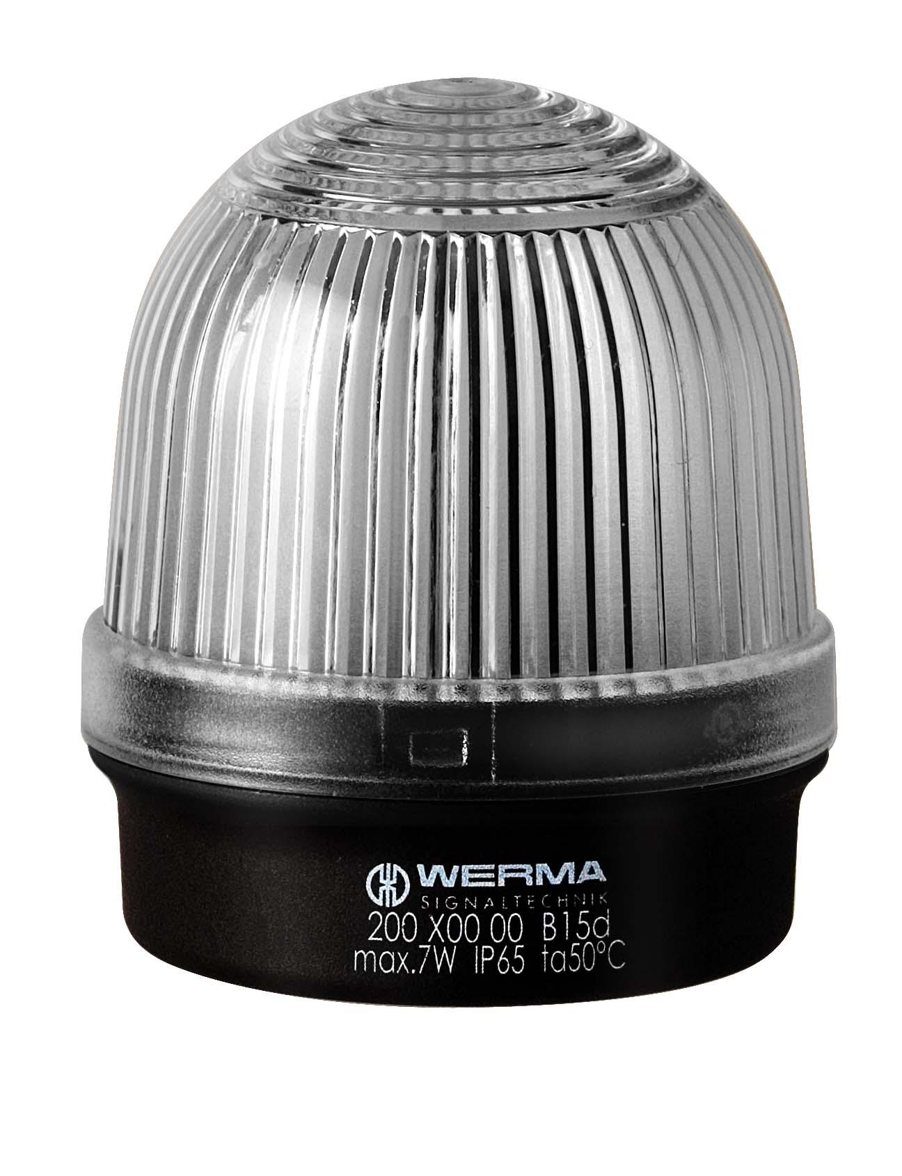 Produktfoto 1 von Werma 200, Blinken, Dauer Signalleuchte Klar, 12 → 230 V, Ø 57mm x 66mm