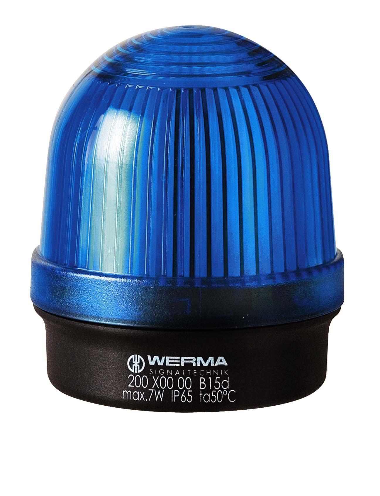 Produktfoto 1 von Werma 200, Blinken, Dauer Signalleuchte Blau, 12 → 230 V, Ø 57mm x 66mm