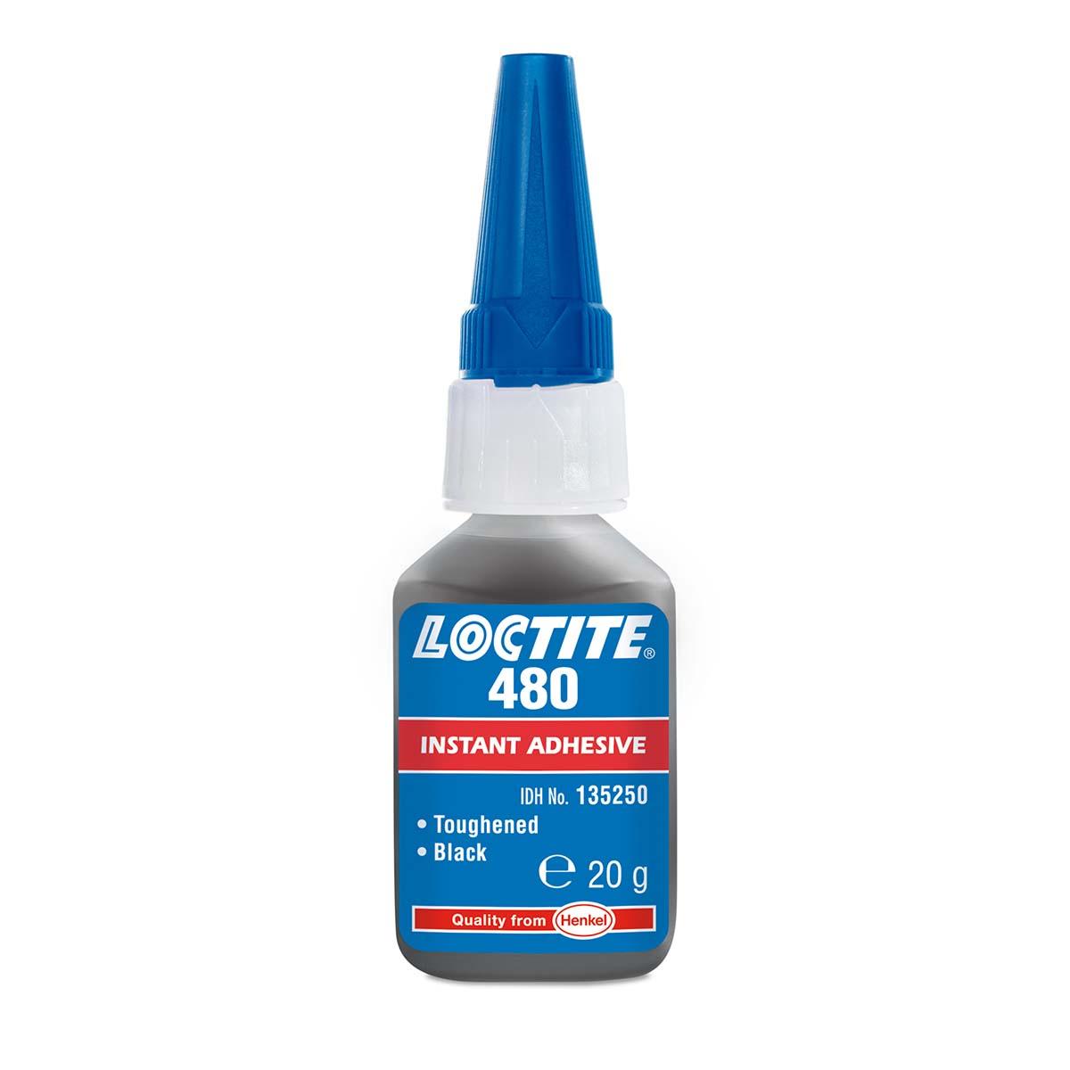 Produktfoto 1 von Loctite 480 Sekundenkleber Cyanacrylat Flüssig Schwarz, Flasche 20 g