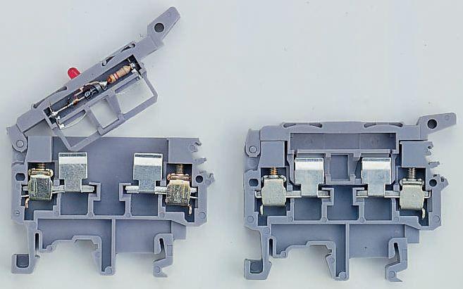 Produktfoto 1 von Entrelec M Reihenklemme mit Sicherungshalter Grau, 4mm², 600 V / 6.3A, Schraubanschluss