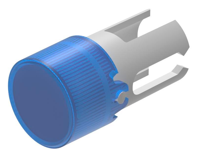 EAO Objektiv für Druckknopf Blau Rund