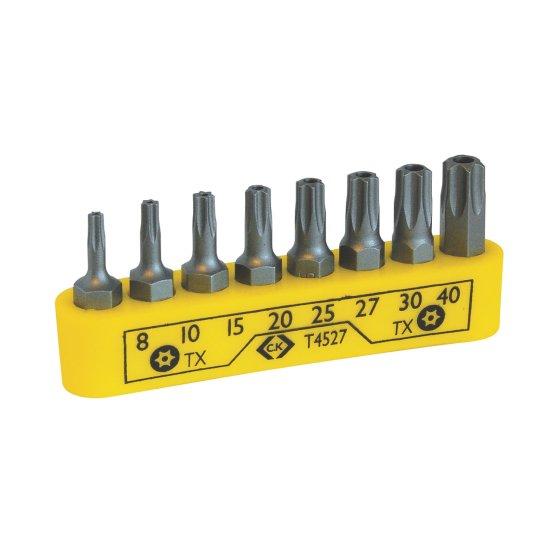 Produktfoto 1 von CK TORX® Manipulationssicherer Bitsatz Torx, Legierungsstahl 8, 10, 15, 20, 25, 27, 30, 40, 8-teilig