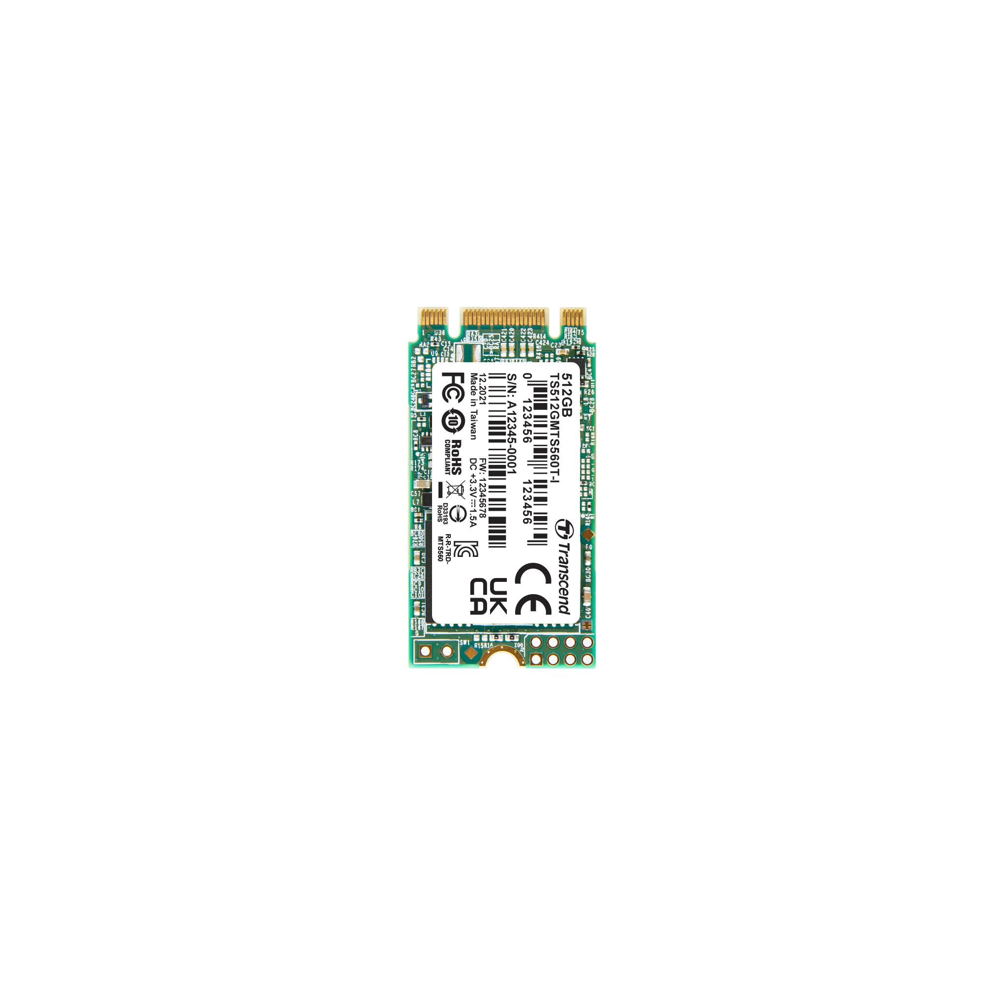 Produktfoto 1 von Transcend MTS560T-I, M.2 2242 Intern HDD-Festplatte SATA III Industrieausführung, 3D TLC, 512 GB, SSD