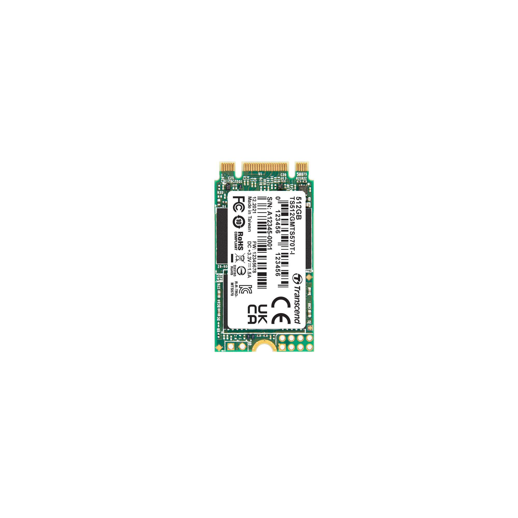 Produktfoto 1 von Transcend MTS570T-I, M.2 2242 Intern HDD-Festplatte SATA III Industrieausführung, 3D TLC, 512 GB, SSD