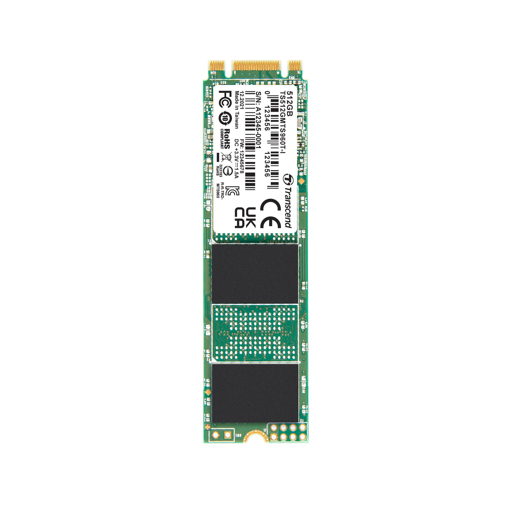 Produktfoto 1 von Transcend MTS960T-I, M.2 2280 Intern HDD-Festplatte SATA III Industrieausführung, 3D TLC, 512 GB, SSD