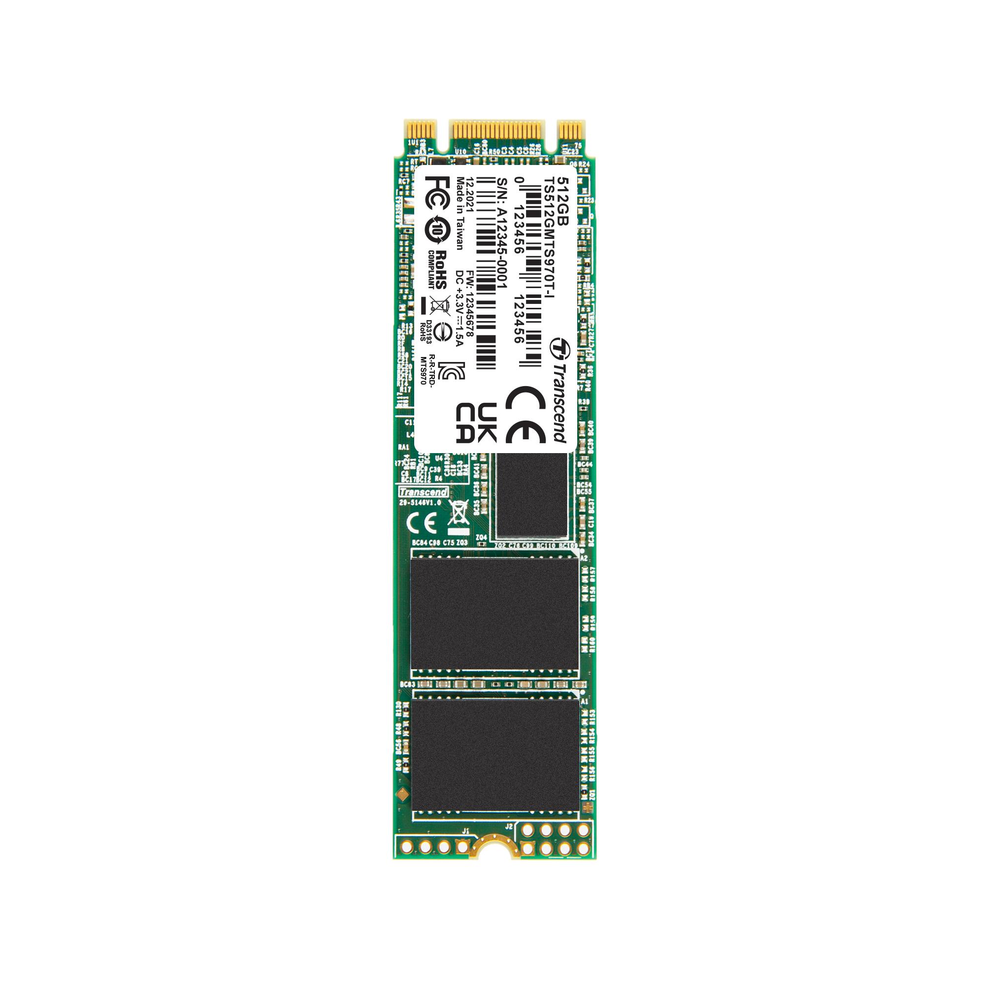 Produktfoto 1 von Transcend MTS970T-I, M.2 2280 Intern HDD-Festplatte SATA III Industrieausführung, 3D TLC, 512 GB, SSD