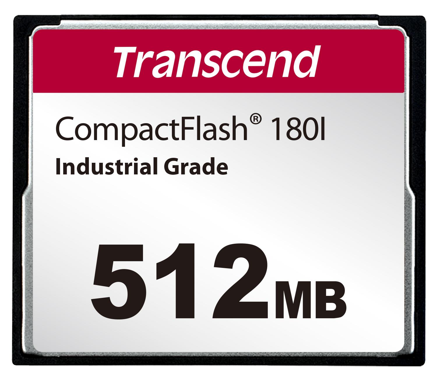 Produktfoto 1 von Transcend CF180I Speicherkarte, 512 MB Industrieausführung, CompactFlash, SLC