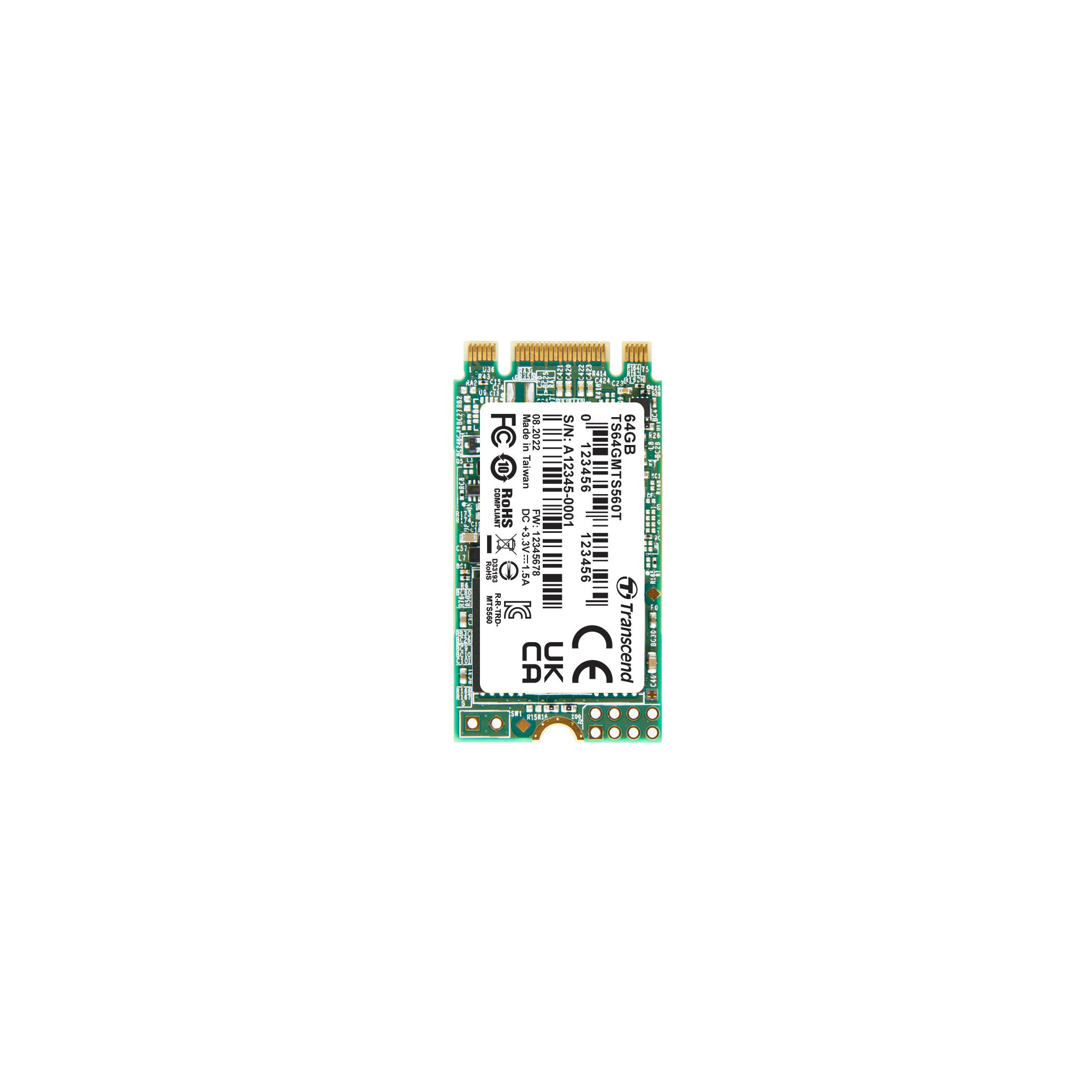 Transcend MTS560T, M.2 2242 Intern HDD-Festplatte SATA III Industrieausführung, 3D TLC, 64 GB, SSD