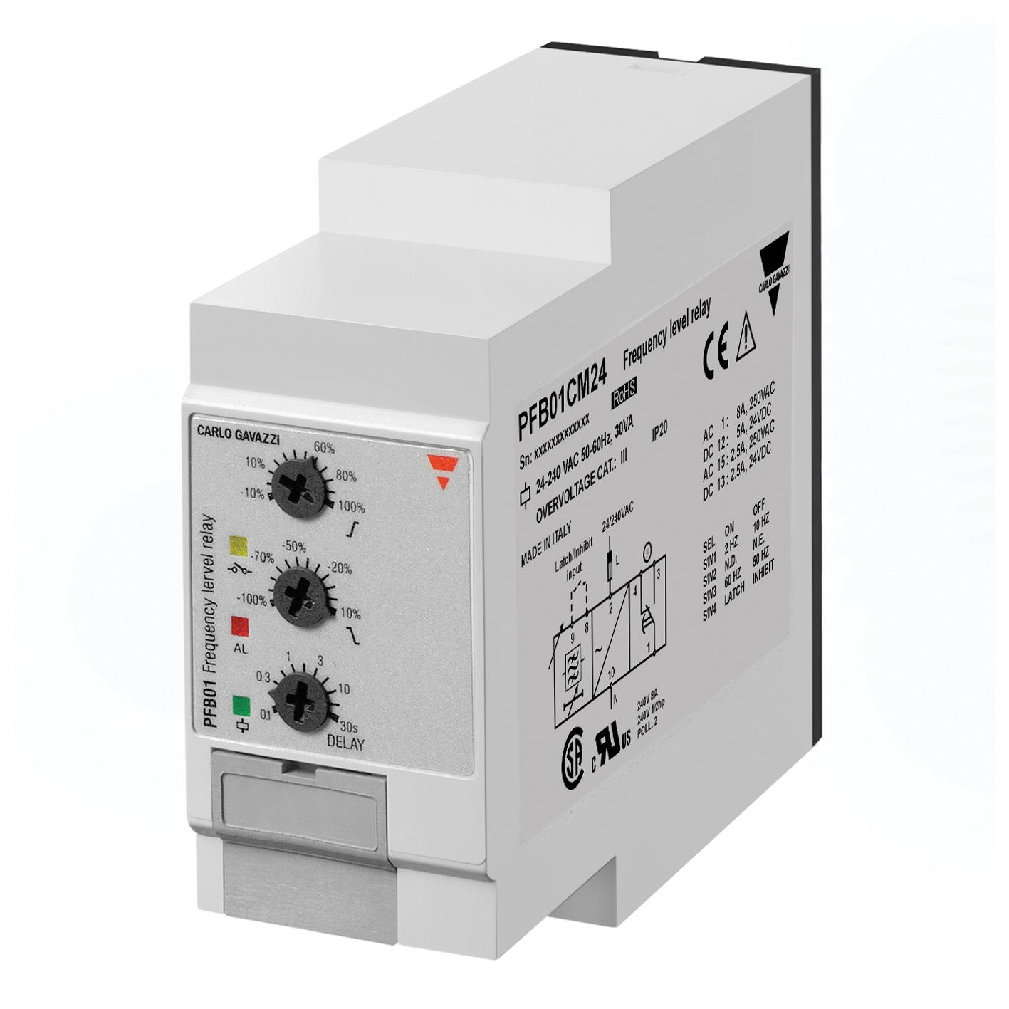 Produktfoto 1 von Carlo Gavazzi Überwachungsrelais 24 → 240V ac, 1-poliger Wechsler DIN-Schienen