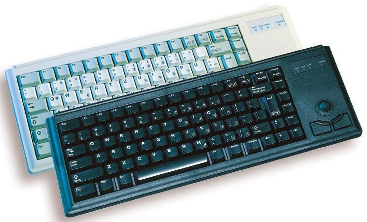 Produktfoto 1 von CHERRY Trackball-Tastatur QWERTZ Kabelgebunden Schwarz PS/2 Kompakt, 370 x 139 x 20mm