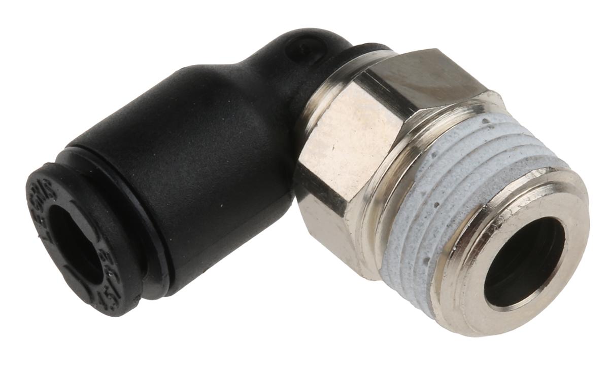 Legris LF3000 Winkelgewindeadapter, Gewinde-zu-Rohr, Nylon glasfaserverstärkt, R1/8 Stecker, 20 bar