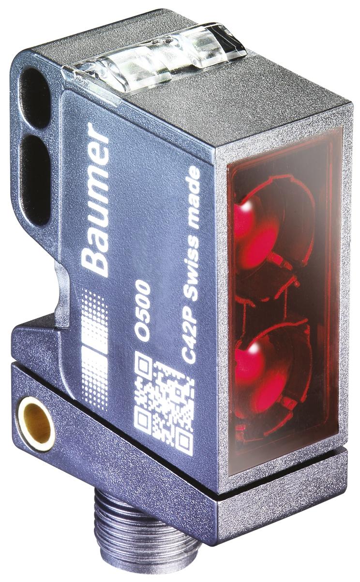 Produktfoto 1 von Baumer O500 Kubisch Optischer Sensor, Hintergrundunterdrückung, Bereich 30 mm → 400 mm, Gegentakt Ausgang,