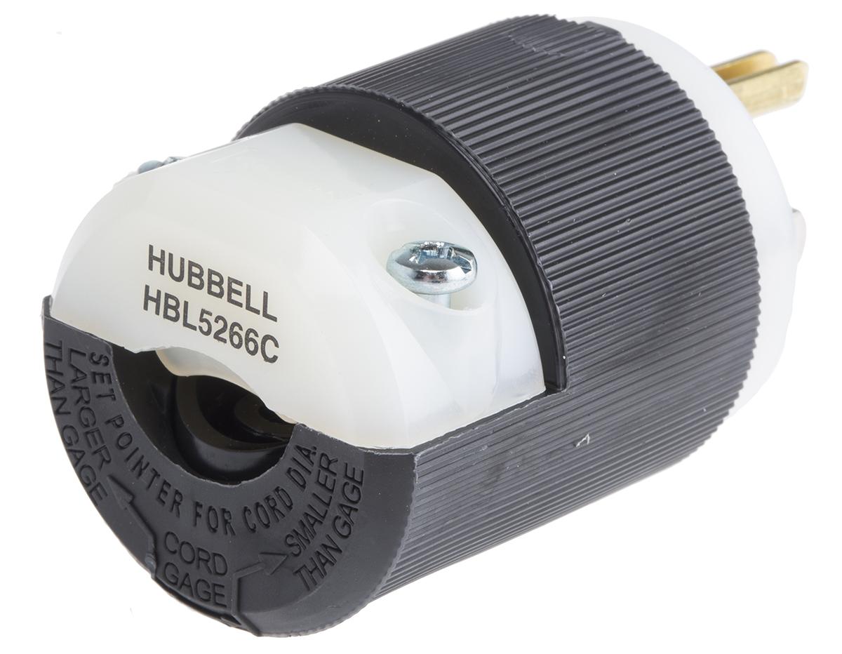 Produktfoto 1 von Hubbell Netzstecker Kabel, 2P+E, NEMA 6 - 20P, 125 V / 15A Schwarz, für USA