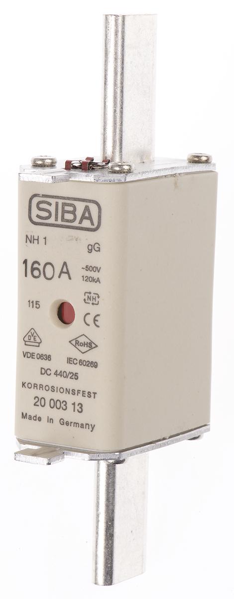 Produktfoto 1 von SIBA NH Sicherungseinsatz NH1, 500V ac / 160A, gG IEC 60269-2-1